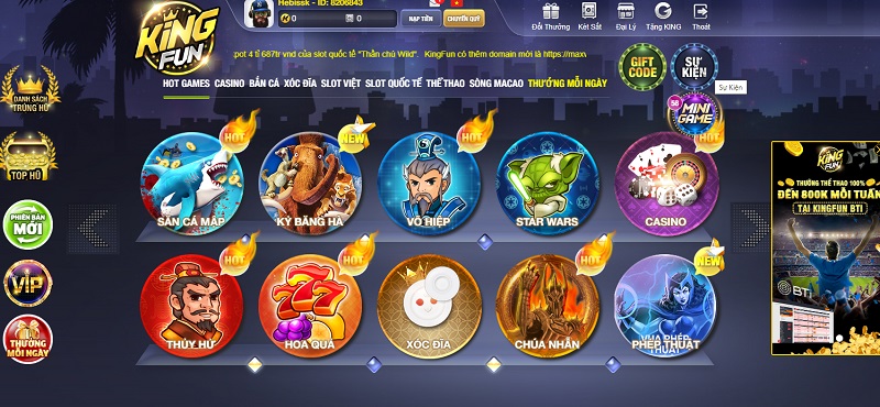 KingFun – Cổng game quay hũ đổi thưởng uy tín hàng đầu